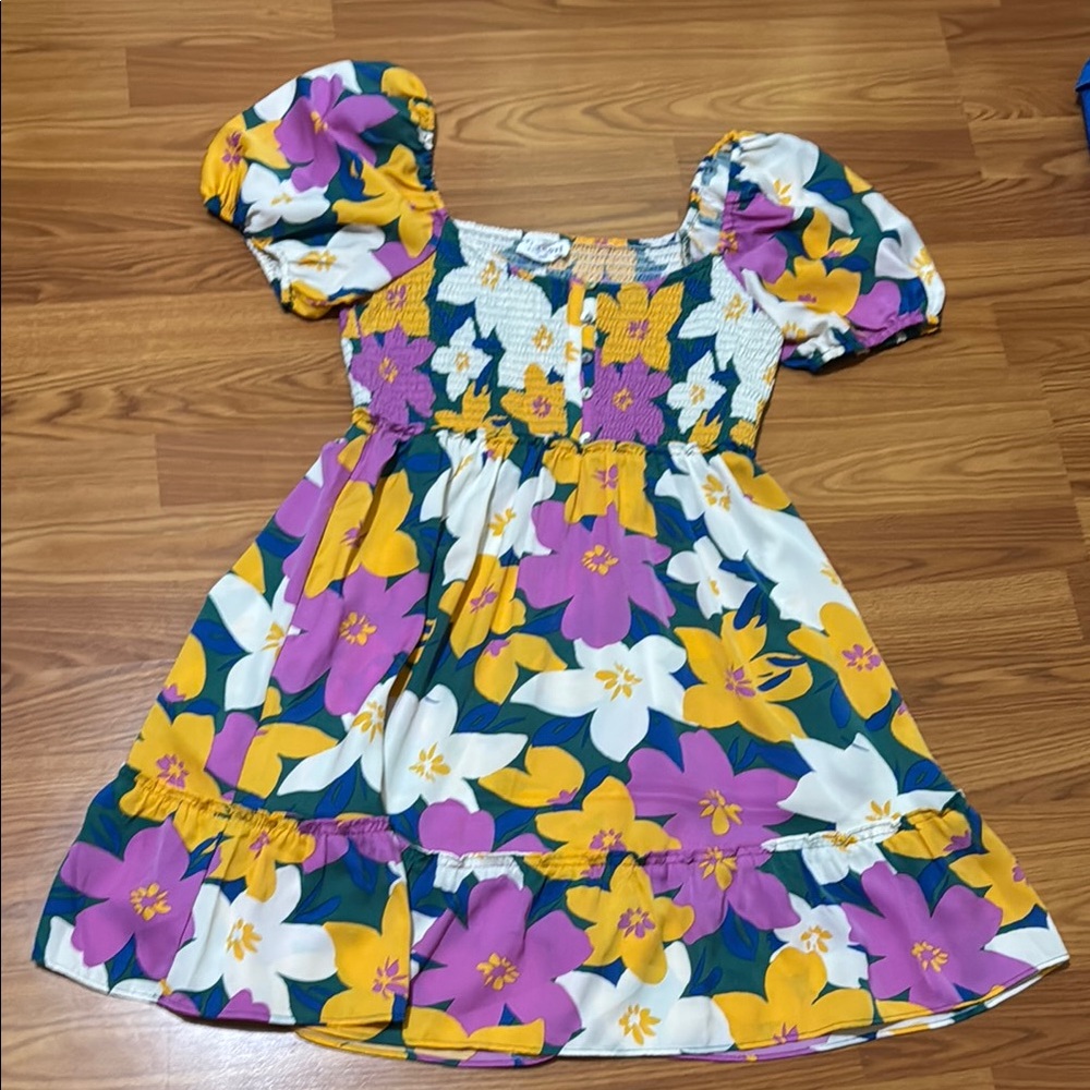 First Love Purple Yellow Puff Sleeve Sundress